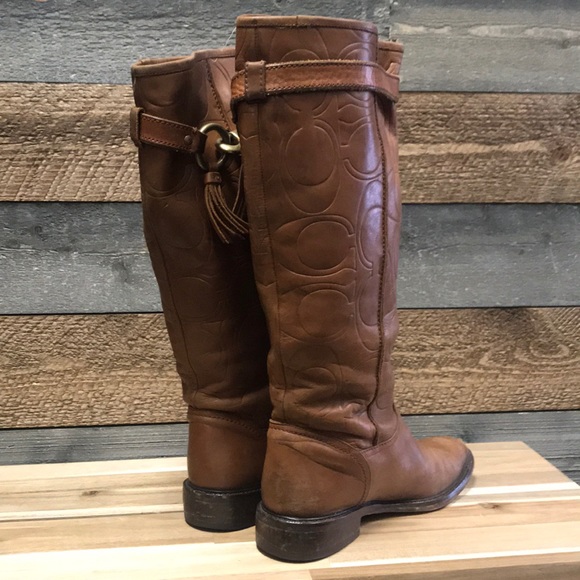 LEATHER KNEE HIGH COACH BOOTS - Picture 4 of 5